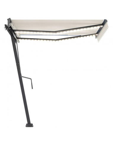 Tenda da Sole Retrattile Manuale con LED 350x250 cm Crema