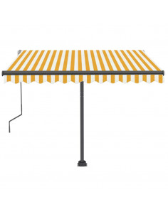 Tenda da Sole Retrattile Manuale LED 350x250 cm Gialla e Bianca 2