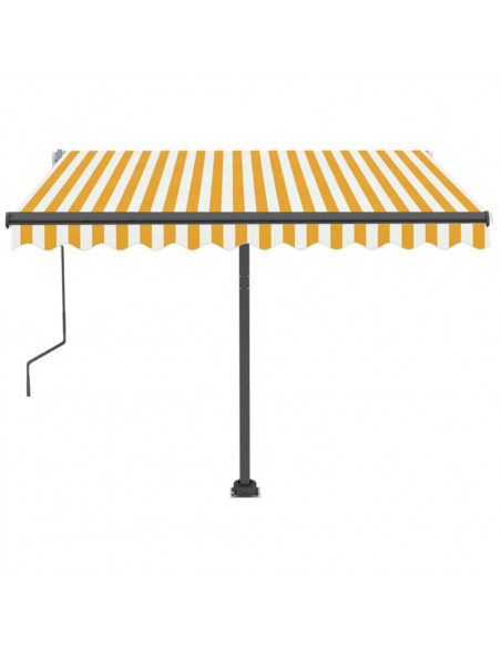 Tenda da Sole Retrattile Manuale LED 350x250 cm Gialla e Bianca