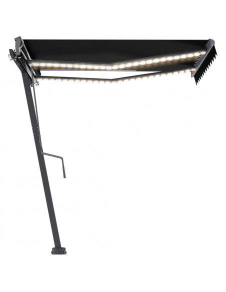 Tenda da Sole Retrattile Manuale con LED 300x250 cm Antracite