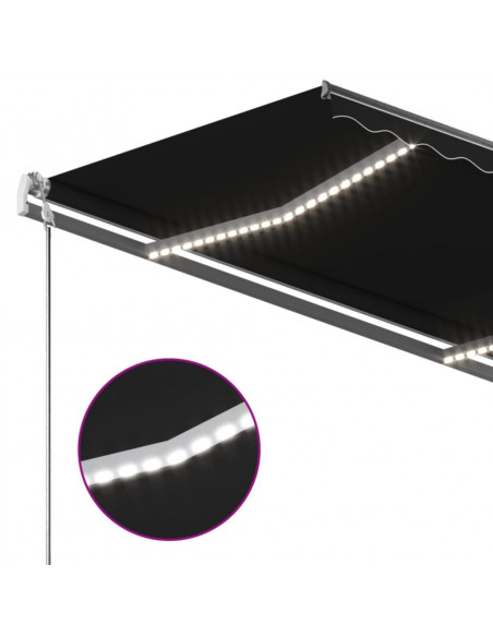 Tenda da Sole Retrattile Manuale con LED 300x250 cm Antracite
