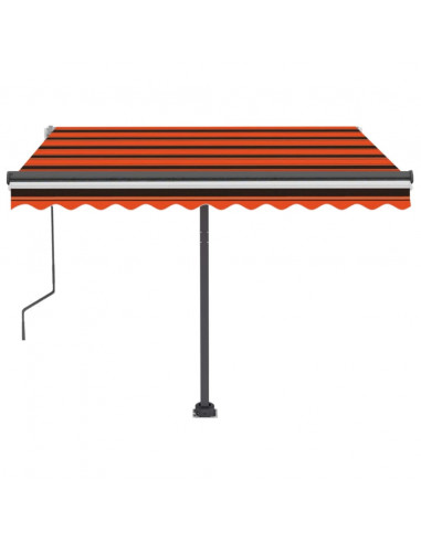 Tenda da Sole Retrattile con LED 350x250 cm Arancione e Marrone
