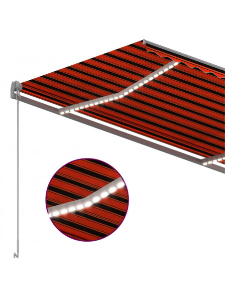 Tenda Automatica Sensore Vento e LED 350x250 cm Arancio Marrone