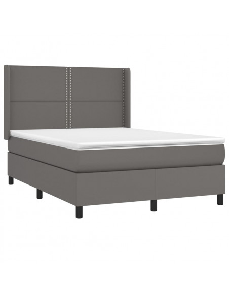 Giroletto Molle con Materasso e LED Grigio 140x200cm Similpelle