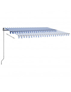 Tenda Automatica con Sensore Vento e LED 400x300 cm Blu Bianca 2