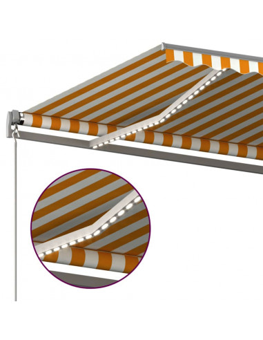 Tenda Automatica Sensore Vento e LED 450x300 cm Gialla Bianca