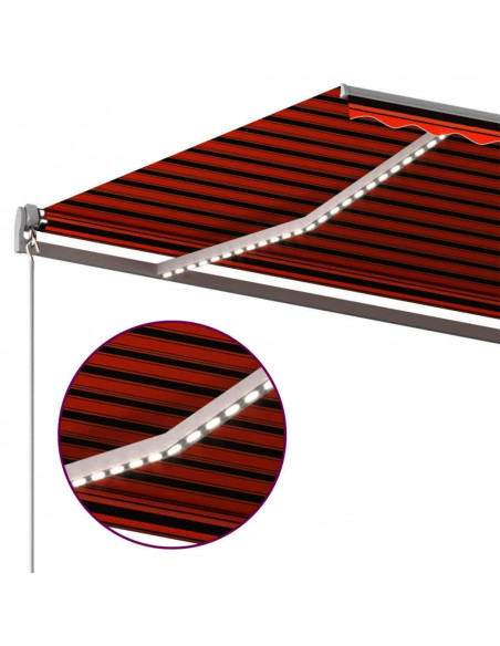 Tenda Automatica Sensore Vento e LED 450x300 cm Arancio Marrone