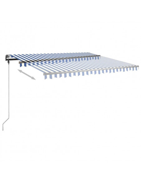 Tenda Retrattile Manuale con Palo 400x350 cm Blu/Bianco