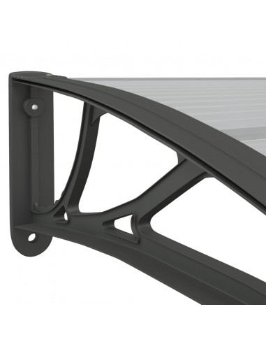 Tettoia per Porta Nero e Trasparente 100x75 cm in Policarbonato