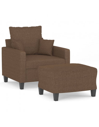 Poltrona con Poggiapiedi Marrone 60 cm in Tessuto