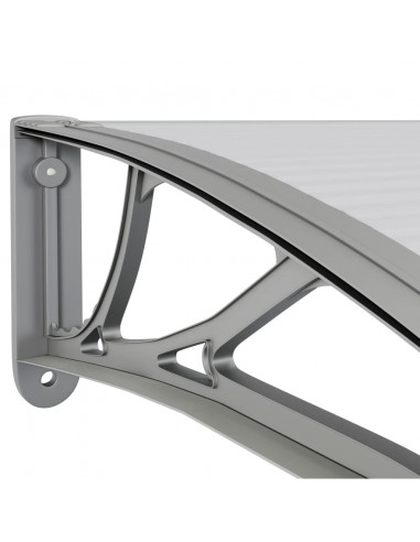 Tettoia per Porta Grigio e Trasparente 350x75 cm Policarbonato