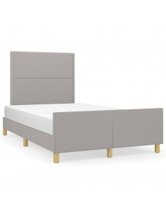 Giroletto con Testiera Grigio Chiaro 120x190 cm in Tessuto 2