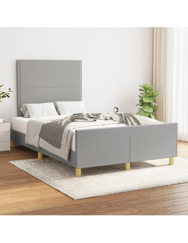 Giroletto con Testiera Grigio Chiaro 120x190 cm in Tessuto