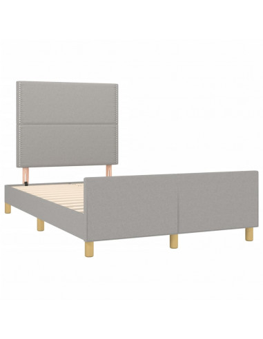 Giroletto con Testiera Grigio Chiaro 120x190 cm in Tessuto