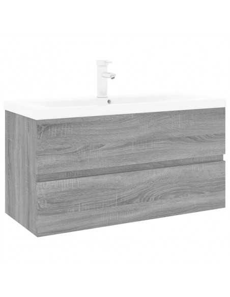 Mobile Bagno e Lavabo Integrato Grigio Sonoma Legno Multistrato