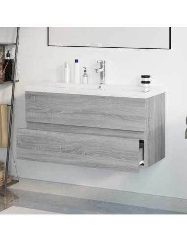 Mobile Bagno e Lavabo Integrato Grigio Sonoma Legno Multistrato