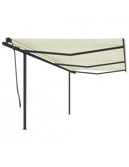 Tenda da Sole Retrattile Manuale con Pali 6x3,5 m Crema