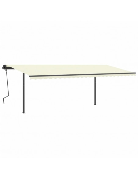 Tenda da Sole Retrattile Manuale con Pali 6x3,5 m Crema