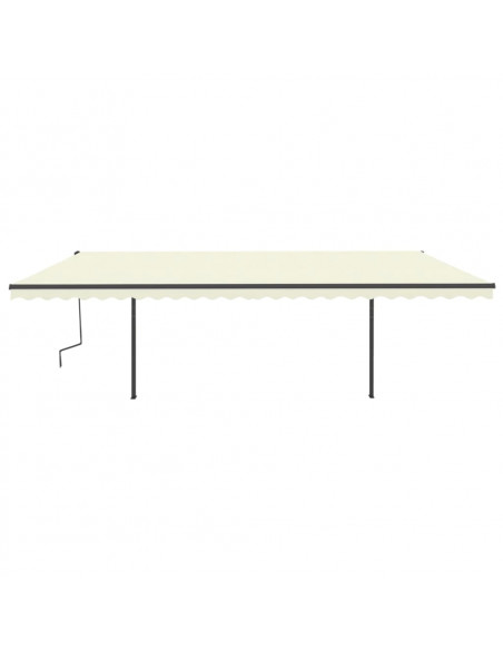 Tenda da Sole Retrattile Manuale con Pali 6x3,5 m Crema