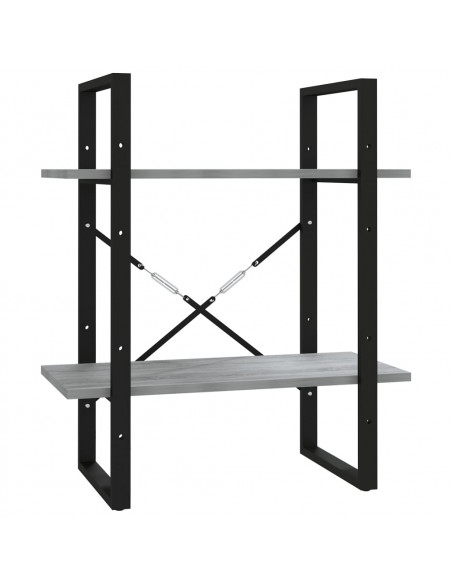 Libreria a 2 Ripiani Grigio Sonoma 60x30x70cm Legno Multistrato