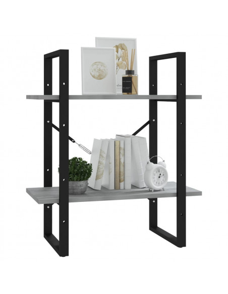 Libreria a 2 Ripiani Grigio Sonoma 60x30x70cm Legno Multistrato