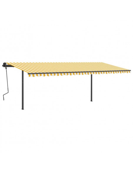 Tenda da Sole Retrattile Manuale con LED 6x3,5 m Gialla Bianca