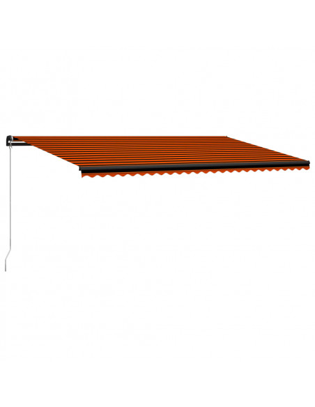 Tenda Retrattile Manuale con LED 600x300 cm Arancione e Marrone