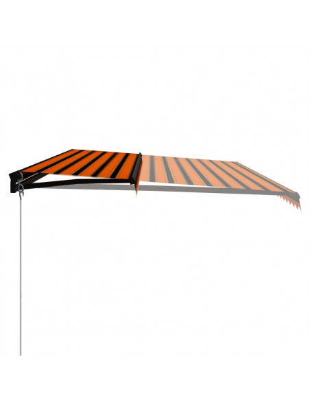 Tenda Retrattile Manuale con LED 600x300 cm Arancione e Marrone