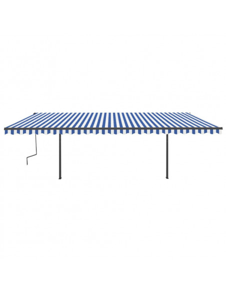 Tenda da Sole Retrattile Manuale con LED 6x3 m Blu e Bianco