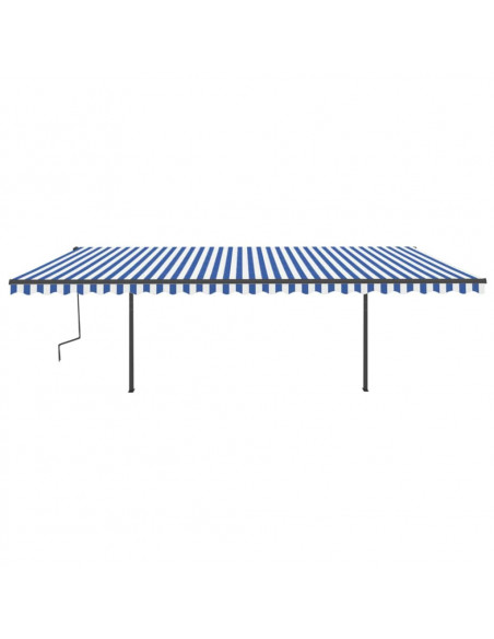 Tenda da Sole Retrattile Manuale con LED 6x3,5 m Blu e Bianca