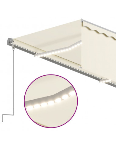 Tenda Sole Retrattile Manuale Parasole LED 5x3 m Crema