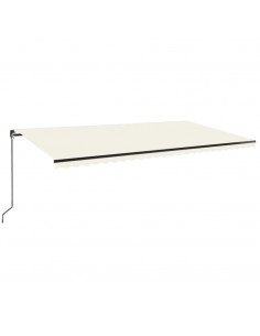 Tenda da Sole Retrattile Manuale con LED 600x350 cm Crema 2