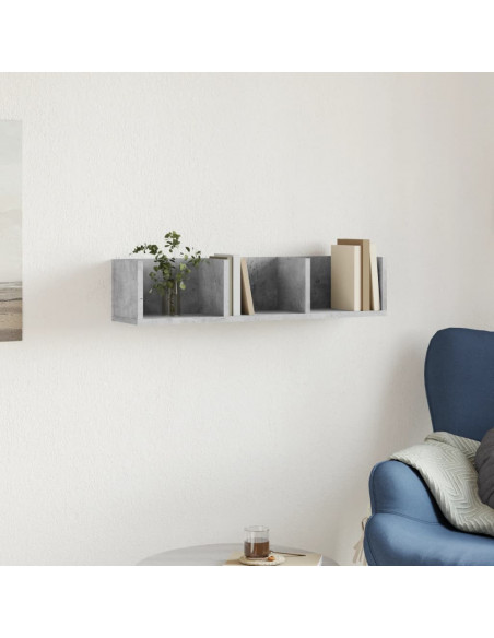 Mobile a Parete Grigio Cemento 75x18x16,5 cm Legno Multistrato