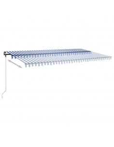 Tenda da Sole Retrattile Manuale con LED 600x300cm Blu e Bianco 2