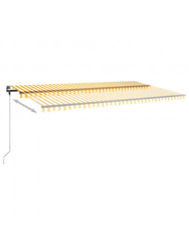 Tenda da Sole Retrattile Manuale e LED 600x300cm Gialla Bianca