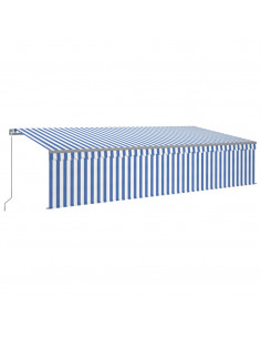 Tenda Sole Retrattile Manuale con LED 6x3m Blu e Bianc6 2