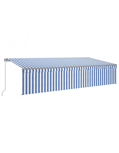 Tenda Sole Retrattile Manuale con LED 6x3m Blu e Bianc6