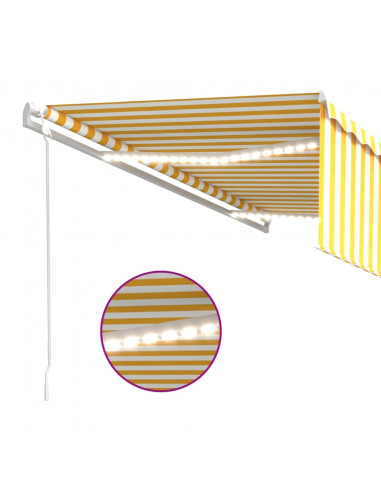 Tenda Automatica con Sensore Vento LED 5x3m Gialla/Bianca