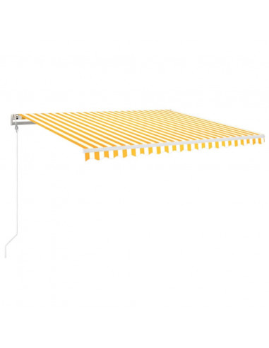 Tenda Automatica Sensore Vento e LED 400x350 cm Gialla Bianca