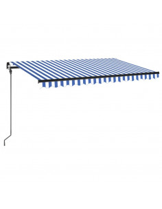 Tenda da Sole Retrattile Manuale con LED 400x300cm Blu e Bianco 2