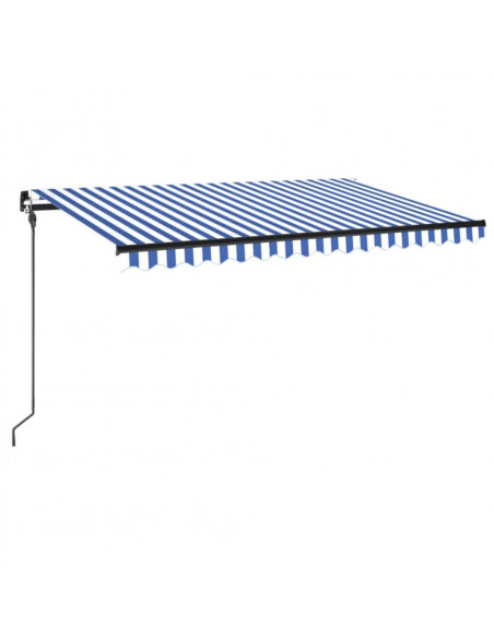 Tenda da Sole Retrattile Manuale con LED 400x300cm Blu e Bianco
