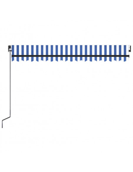 Tenda da Sole Retrattile Manuale con LED 400x300cm Blu e Bianco