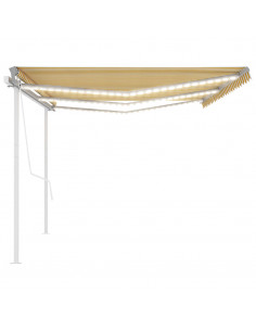 Tenda Automatica con Sensore Vento e LED 6x3 m Gialla Bianca 2
