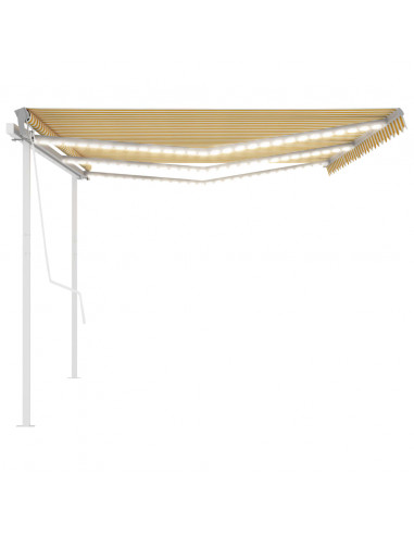 Tenda Automatica con Sensore Vento e LED 6x3 m Gialla Bianca
