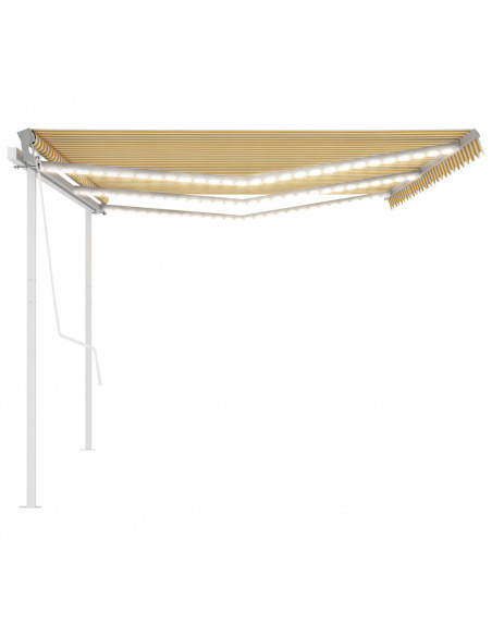 Tenda Automatica con Sensore Vento e LED 6x3 m Gialla Bianca