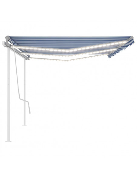 Tenda Automatica con Sensore Vento e LED 6x3 m Blu Bianca