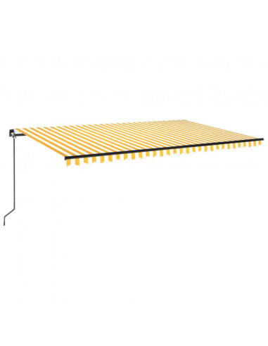 Tenda da Sole Manuale con LED 500x300cm Giallo e Bianco