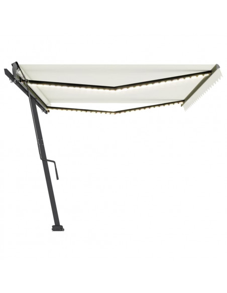 Tenda da Sole Retrattile Manuale con LED 500x300 cm Crema