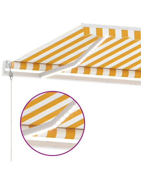 Tenda Automatica Sensore Vento e LED 400x350 cm Gialla Bianca