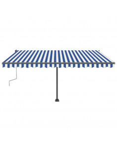 Tenda da Sole Retrattile Manuale con LED 400x300cm Blu e Bianca 2